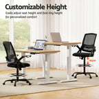 Artiss Office Chair Drafting Stool Mesh Chairs Black