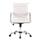 Artiss Office Chair Conference Chairs PU Leather Mid Back White