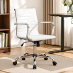 Artiss Office Chair Conference Chairs PU Leather Mid Back White