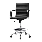 Artiss Office Chair Drafting Stool Leather Chairs Black
