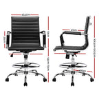 Artiss Office Chair Drafting Stool Leather Chairs Black