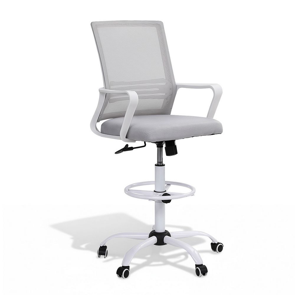 Artiss Office Chair Drafting Chairs Stool Computer Desk Studios Mesh White