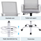 Artiss Office Chair Drafting Chairs Stool Computer Desk Studios Mesh White