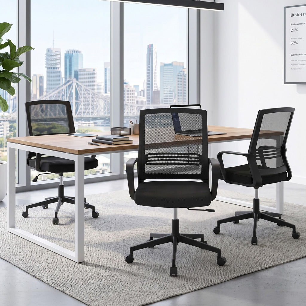 Artiss Mesh Office Chair Mid Back Black