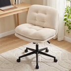 Artiss Criss Cross Office Chair Wide Seat Desk Chair Bouclé Fabric Vanity Chair Comfy, Beige