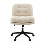 Artiss Criss Cross Office Chair Wide Seat Desk Chair Bouclé Fabric Vanity Chair Comfy, Beige