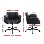 Artiss Cross Legged Office Chair PU Leather Swivel Vanity Chair Wide Seat Adjustable Arms Black