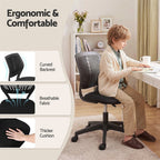 Artiss Ergonomic Office Chair Armless Study Chair Height Adjustable for Girls Boys Teens Black