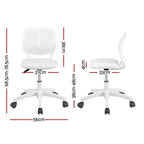 Artiss Ergonomic Office Chair Armless Study Chair Height Adjustable for Girls Boys Teens White