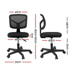 Artiss Armless Office Chair with Wheels, Ergonomic 360° Swivel Home Office Desk Chair, Height Adjustable Computer Task Chair with Fabric Back and Seat for Small Space, Black