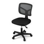 Artiss Armless Office Chair with Wheels, Ergonomic 360° Swivel Home Office Desk Chair, Height Adjustable Computer Task Chair with Fabric Back and Seat for Small Space, Black