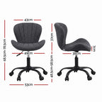 Artiss Ergonomic Office Chair Armless Height Adjustable Computer Desk Chair Fabric Dark Grey