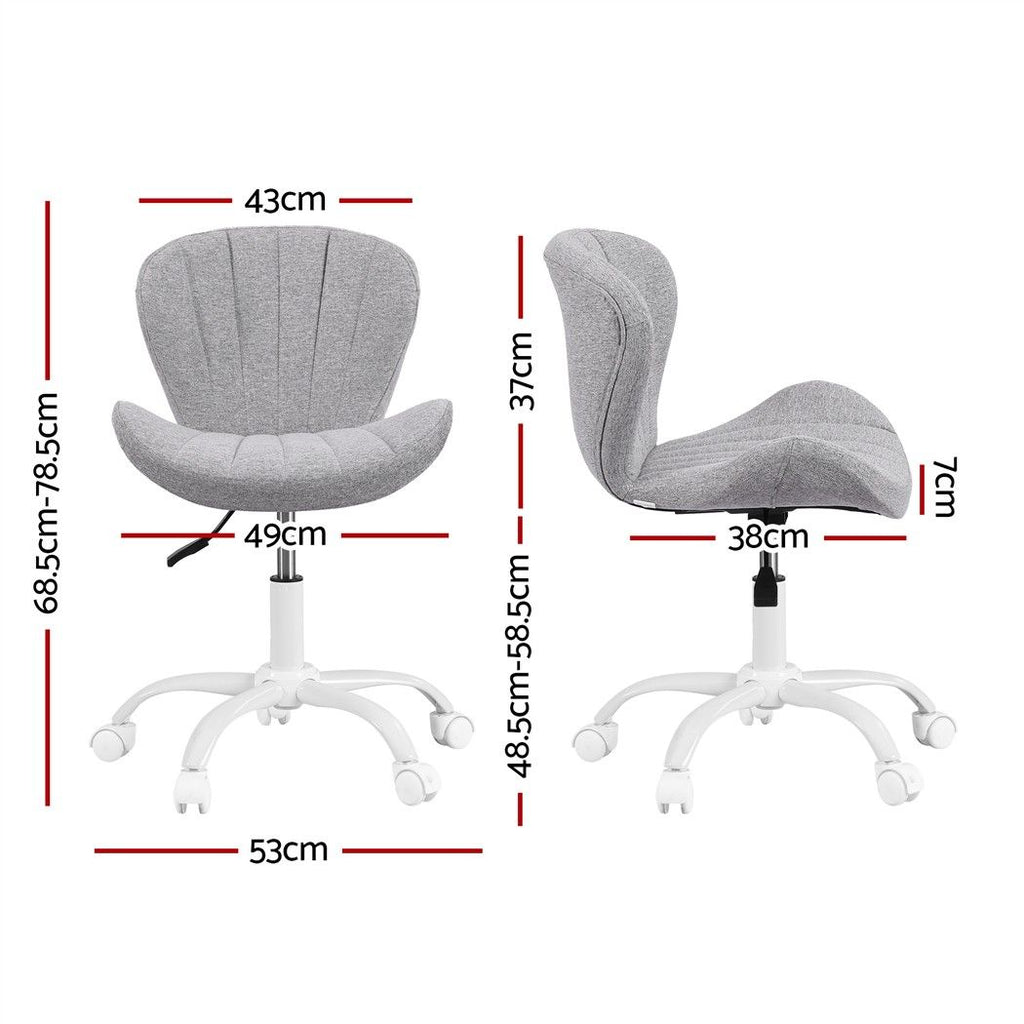 Artiss Ergonomic Office Chair Armless Height Adjustable Computer Desk Chair Fabric Light Grey