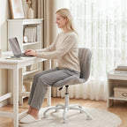 Artiss Ergonomic Office Chair Armless Height Adjustable Computer Desk Chair Fabric Light Grey