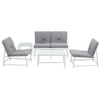 Gardeon 5-Piece Outdoor Sofa Set with Cushions table and Chairs White