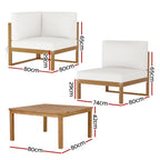 Gardeon 4-Seater Outdoor Sofa Set Wooden Lounge Setting 5PCS