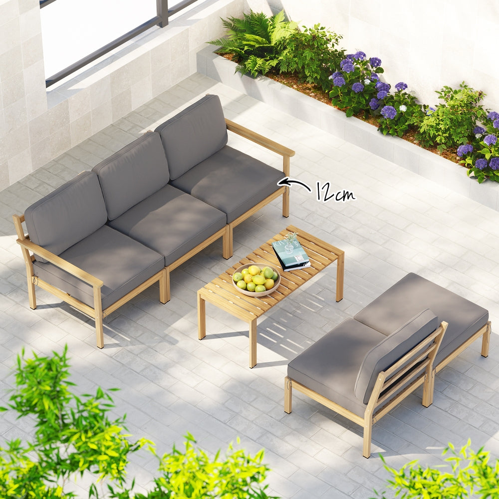 Gardeon 5-Seater Outdoor Sofa Set Wooden Lounge Setting 6PCS