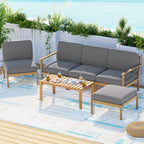 Gardeon 5-Seater Outdoor Sofa Set Wooden Lounge Setting 6PCS