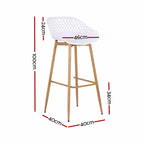 Gardeon 2PC Outdoor Bar Stools Plastic Metal Dining Chair Patio Furniture White