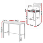 Gardeon Outdoor Bar Set 5-Piece Patio Dining Chairs Aluminium Table Stools White