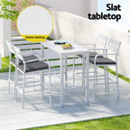 Gardeon Outdoor Bar Set 5-Piece Patio Dining Chairs Aluminium Table Stools White