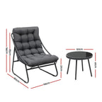 Gardeon 3PC Outdoor Bistro Set Patio Furniture Table and Chairs Steel Dining Chair