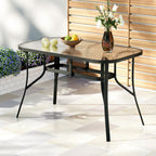Gardeon 120CM Outdoor Dining Table Steel Parasol Hole Desk Patio Furniture Black