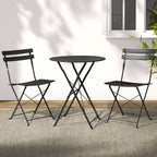 Gardeon 3PC Outdoor Bistro Set Steel Table and Chairs Patio Furniture Black