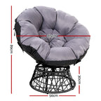 Gardeon Outdoor Chairs Outdoor Furniture Papasan Chair Wicker Patio Garden Black