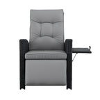Gardeon Outdoor Recliner Chairs Sun lounge Wicker Lounger Patio Furniture Adjustable Black