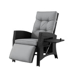 Gardeon Outdoor Recliner Chairs Sun lounge Wicker Lounger Patio Furniture Adjustable Black