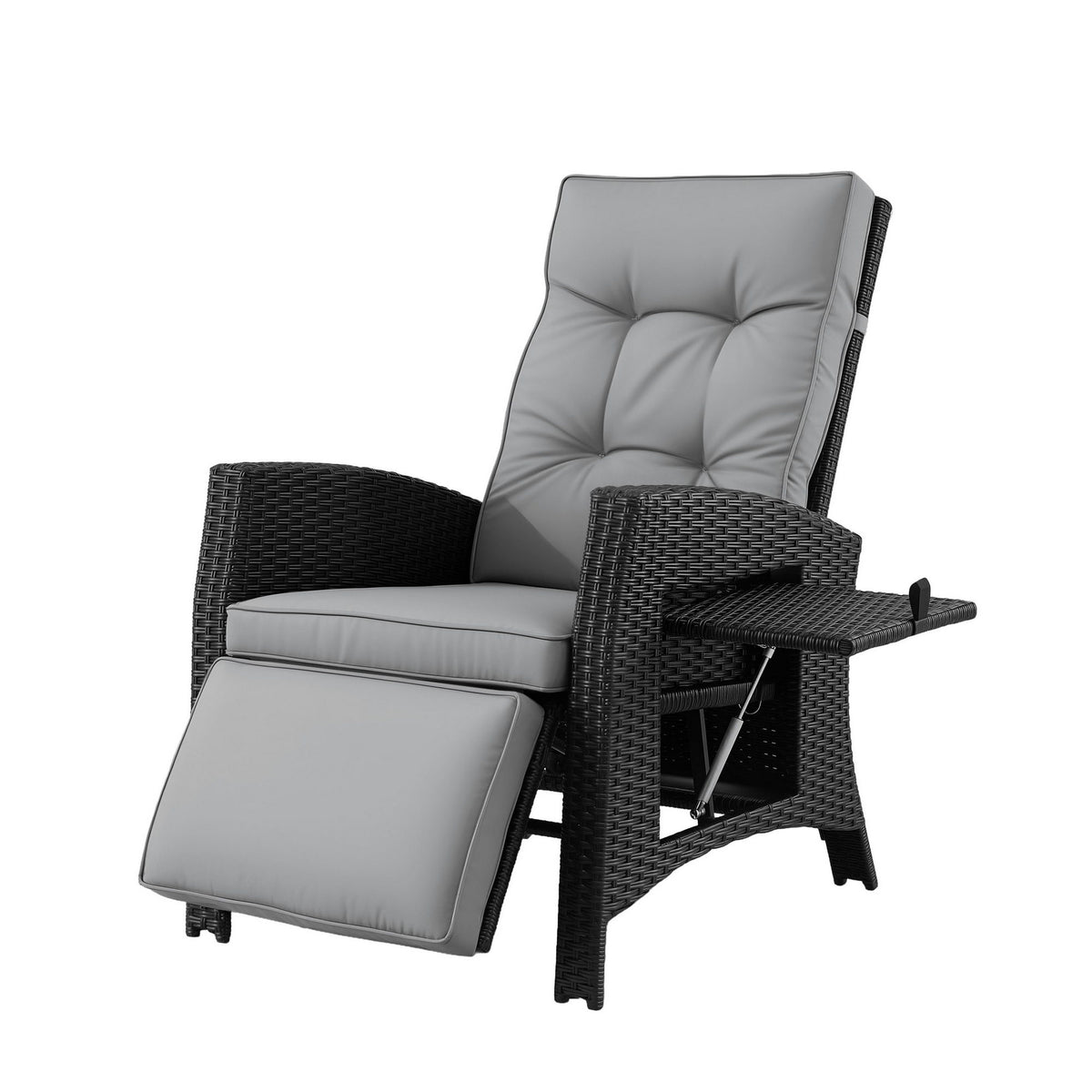 Gardeon Outdoor Recliner Chairs Sun lounge Wicker Lounger Patio Furniture Adjustable Black