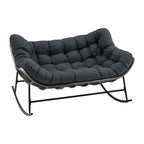 Gardeon Outdoor Rocking Chair Loveseat Wicker 2 Seater Cushion Patio Furniture Grey