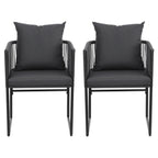 Gardeon 2PC Outdoor Dining Chairs Woven Rope Chair Patio Furniture Garden Steel