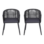Gardeon 2PC Outdoor Dining Chairs Wicker Chair Patio Furniture Garden Steel Black