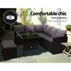 Gardeon Outdoor Furniture Dining Setting Sofa Set Lounge Wicker 8 Seater Black