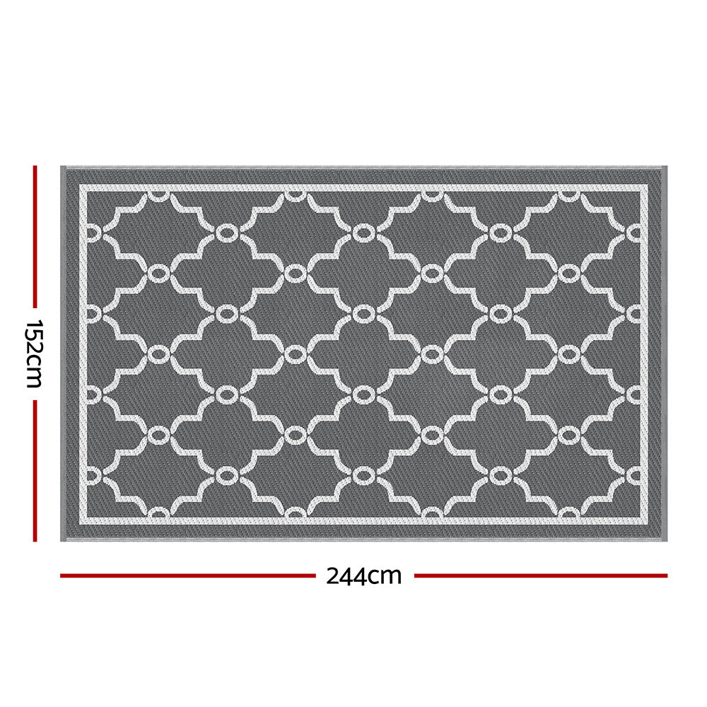 Gardeon Outdoor Rugs 152x244cm Large Carpet Reversible Area Mat PP Dual-Sided Patio Rug Maroc