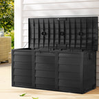 Gardeon Outdoor Storage Box 290L Lockable Organiser Garden Deck Shed All Black