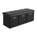 Artiss Storage Ottoman with 3 Cube Drawers Foot Stool Rest Foldable Black