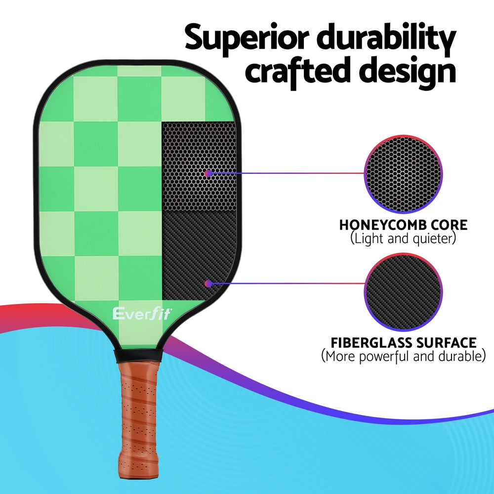 Everfit Pickleball Paddle Set Fiberglass with Balls Bag Tournament Kit 2PCS Pickle Balls Rackets