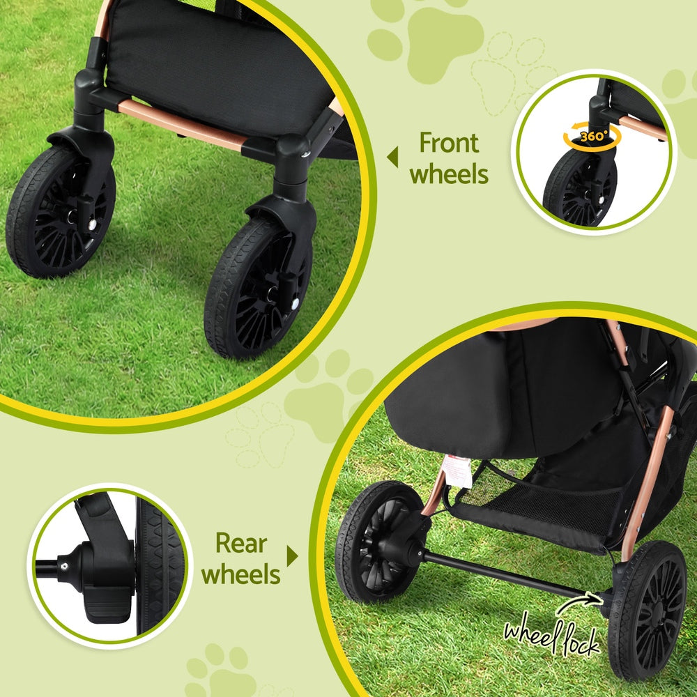 i.Pet Pet Dog Stroller Pram Large Cat Carrier Travel Pushchair Foldable 4 Wheels