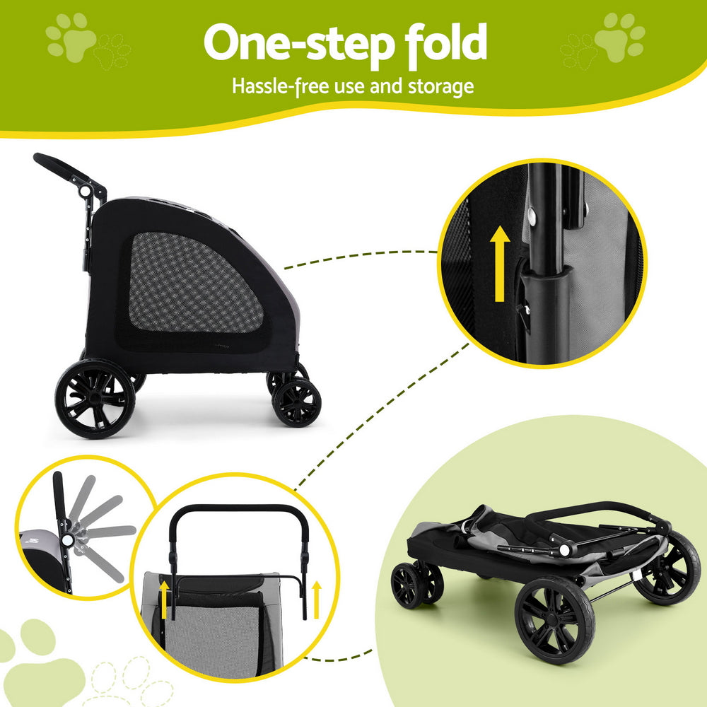 i.Pet Pet Stroller Dog Pram Large Carrier Cat Travel Foldable Strollers 4 Wheels Trolley