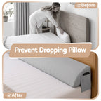 Giselle Double Bed Wedge Pillow For Headboard, Close Gap And Stop Pillows Sliding, Perfect For Dorm Or Tatami Reading, 25D Foam Mattress Gap Filler With 2 Side Pockets, Washable 110gsm Cover