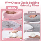 Giselle Bedding Pregnancy Pillow U Shaped Full Body Pillow with 100% Cotton Jersey Cover Maternity Pillow for Sleeping Reading, Pink, 73x133cm