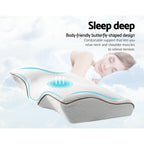 Giselle Memory Foam Pillow Neck Cervical Butterfly Ergonomic Support Grey