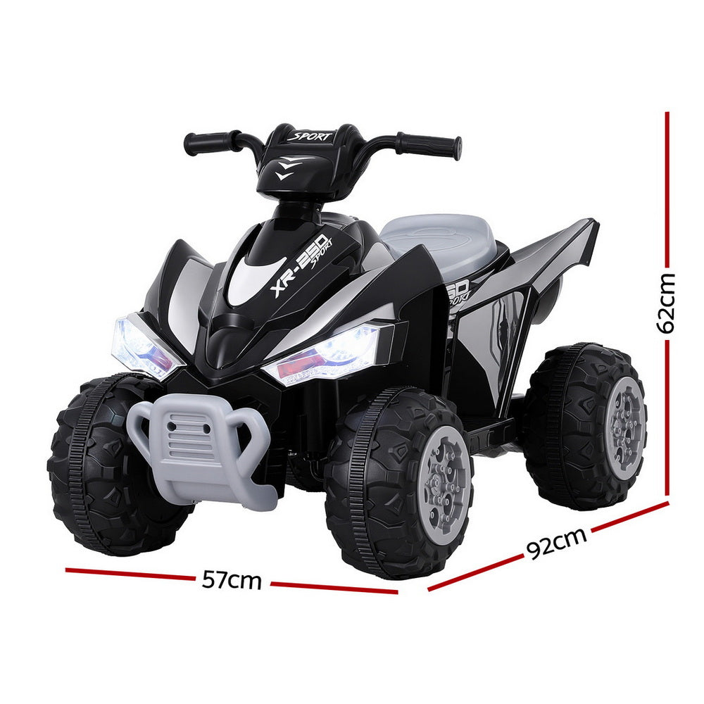 Children's ATV toy with dimensions labeled on a white background