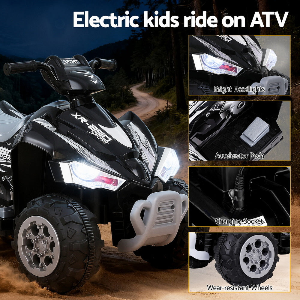 Electric kids ride on ATV with features highlighted
