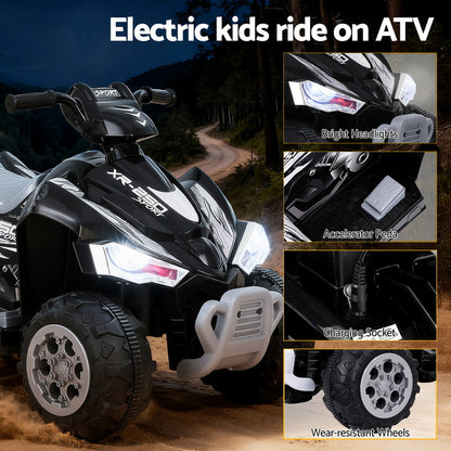 Electric kids ride on ATV with features highlighted