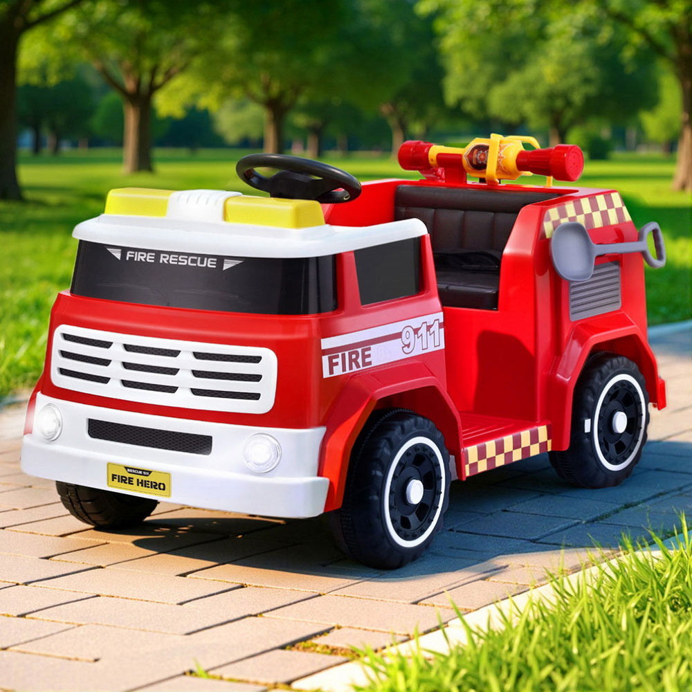 Rigo Kids Ride On Car Electric Fire Engine Fighting Truck with Water Gun Music