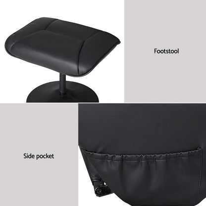 Artiss 2X Recliner Chair Ottoman Heated Massage Black